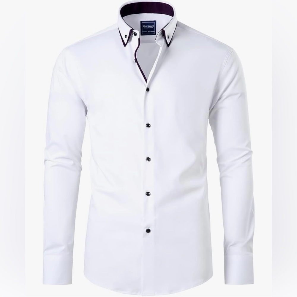 NEW Mens Stretch Long Sleeve Button Down Dress Shirt
Bamboo Fiber White Purple S